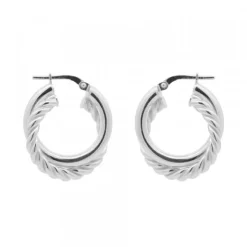 Pendientes Aro Doble Entrelazados de Plata 20mm