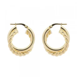 Pendientes Aro Doble Entrelazados Plata Dorada 20mm