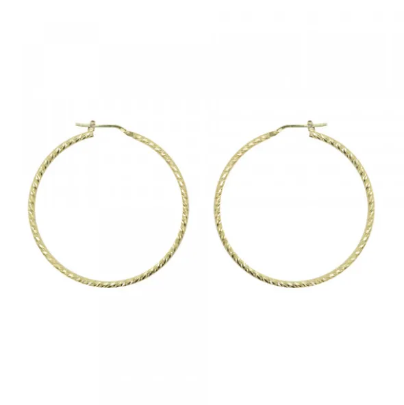 Pendientes Aro Entorchado Plata Dorada 45mm