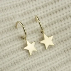 Pendientes Aro Estrella de Plata Dorada