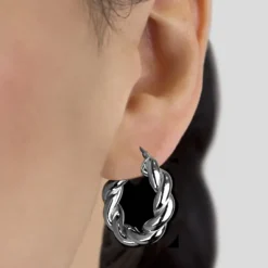 Pendientes Aro Gallonado Rutenio 20mm