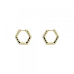 Pendientes Aro Hexagon de Plata Dorada