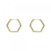 Pendientes Aro Hexagonal de Plata Dorada