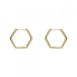 Pendientes Aro Hexagonal de Plata Dorada