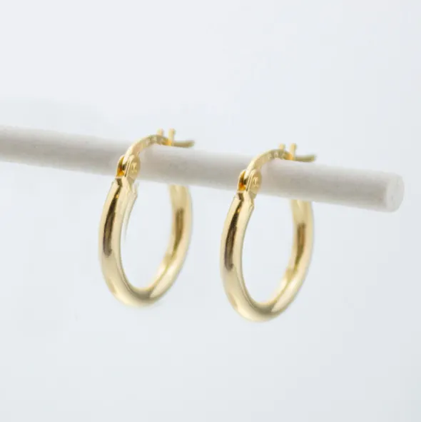 Pendientes Aro Martelé Plata Dorada 20mm