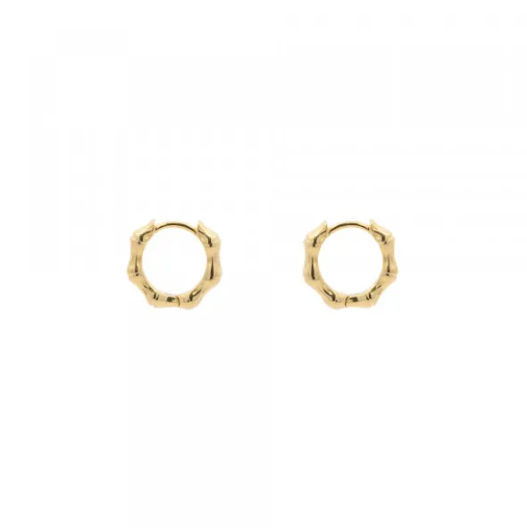 Pendientes Aro Mini Bambú de Plata Dorada