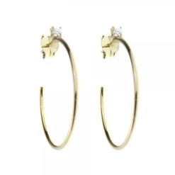 Pendientes Aro Plata Dorada y Circonita 30mm