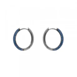 Pendientes Aro Plata Negra y Circonitas Azules