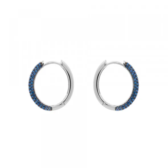 Pendientes Aro Plata y Circonitas Azules