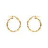 Pendientes Aro Trenzado Plata Dorada 25mm