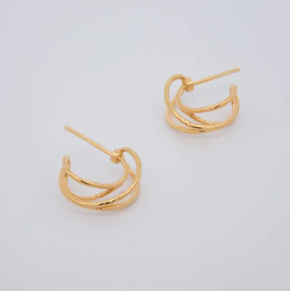 Pendientes Aros doble Plata Dorada 15mm