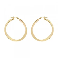 Pendientes Aros Entorchados Plata Dorada 38mm
