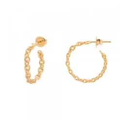 Pendientes Aros Eslabones Plata Dorada