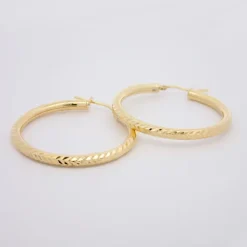 Pendientes Aros Martelé Plata Dorada 36mm