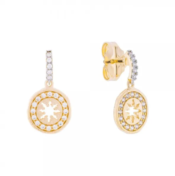 Pendientes B1 Plata Dorada y Circonitas Blancas