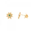 Pendientes Basic Colors Plata Dorada y Circonita Verde