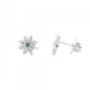 Pendientes Basic Colors Plata y Circonita Verde