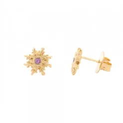 Pendientes Basic Colors Plata Dorada y Amatista