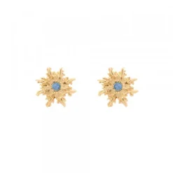 Pendientes Basic Colors Plata Dorada y Circonita Azul