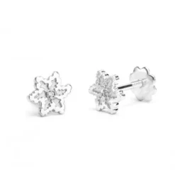 Pendientes Bebé Eguzkilore Oro Blanco y Diamante 5mm