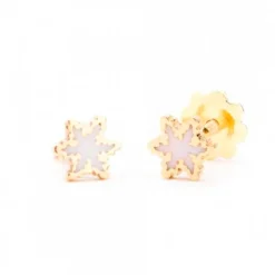 Pendientes Bebé Eguzkilore Oro y Esmalte Blanco 5mm
