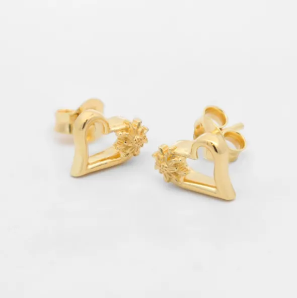 Pendientes Bihotza Plata Dorada 8mm