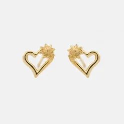 Pendientes Bihotza Plata Dorada 8mm