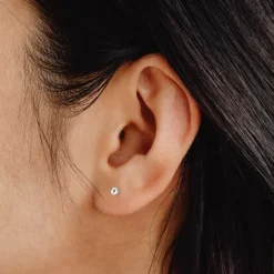 Pendientes Bola Oro Blanco 3mm