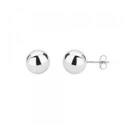 Pendientes Bola Oro Blanco 8mm
