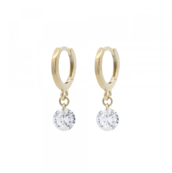 Pendientes Cripa Aro Plata Dorada y Circonita 13mm