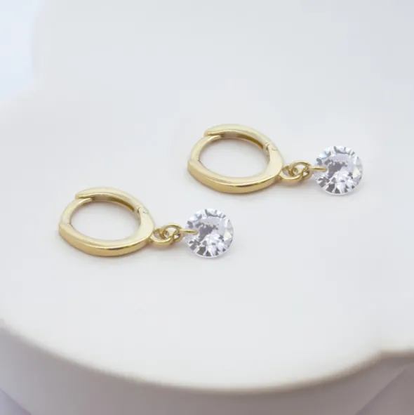 Pendientes Cripa Aro Plata Dorada y Circonita 13mm