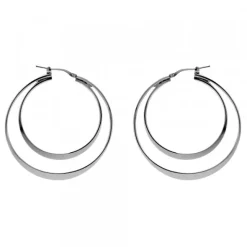 Pendientes Doble Aro Plata Negra 40mm