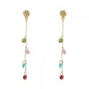 Pendientes Eguzkilore de Plata Dorada con Cristales Multicolor