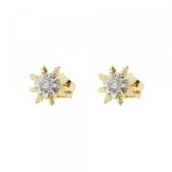 Pendientes Eguzkilore Oro Bicolor y Brillante 9mm