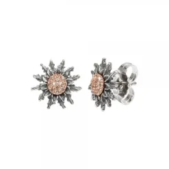 Pendientes Eguzkilore Plata Negra y Circonitas Cognac 14mm