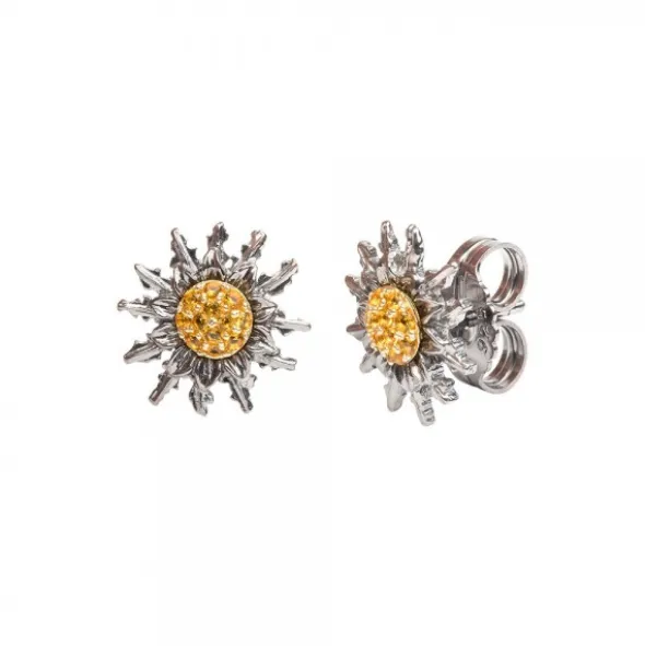 Pendientes Eguzkilore Plata Negra y Circonitas Amarillas