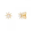 Pendientes Eguzkilore Plata Dorada y Perla 11mm