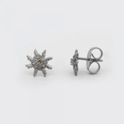 Pendientes Eguzkilore Plata Negra y Circonita Cognac 11mm