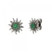 Pendientes Eguzkilore Plata Negra y Circonitas Verdes 14mm