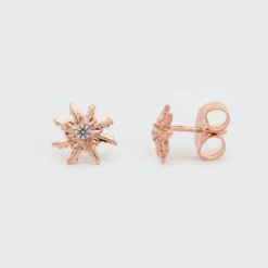 Pendientes Eguzkilore Plata Rosa y Circonita Blanca 11mm