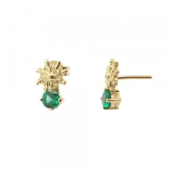 Pendientes Enea2 Oro y Esmeralda