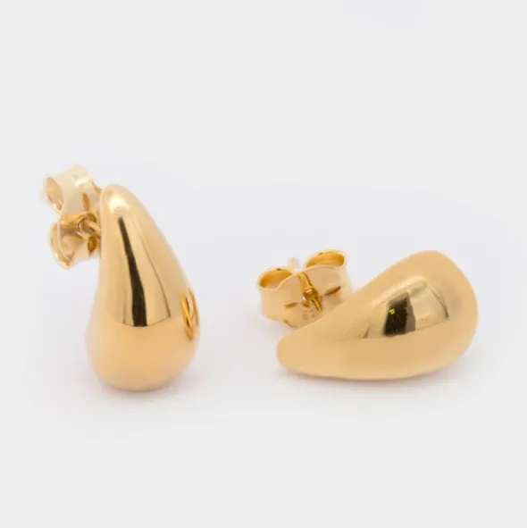 Pendientes Gota Plata Dorada 15mm