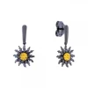 Pendientes Largos Eguzkilore Plata Negra y Circonitas Amarillas