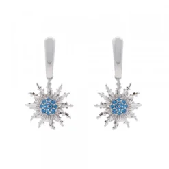 Pendientes Largos Eguzkilore Plata y Circonitas Azules