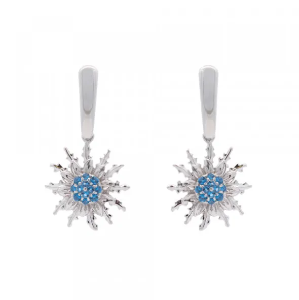 Pendientes Largos Eguzkilore Plata y Circonitas Azules