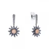 Pendientes Largos Eguzkilore Plata Envejecida y Circonitas Cognac