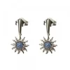 Pendientes Largos Eguzkilore Plata Negra y Circonitas Azules