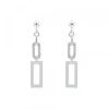 Pendientes Largos Rectangulares Plata y Circonitas