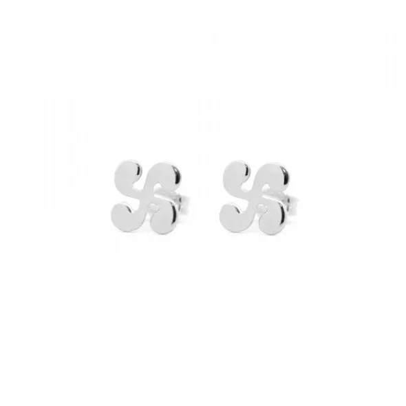 Pendientes Lauburu Oro Blanco 9mm