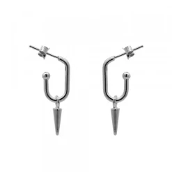 Pendientes Medio Eslabón Punk Plata Negra 15mm